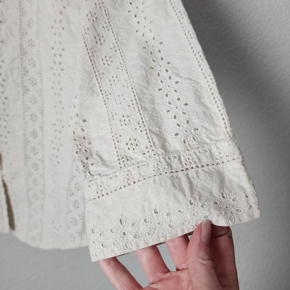 ST JOHNS BAY VINTAGE 90s crochet button front blouse cottagecore M - Picture 5 of 6